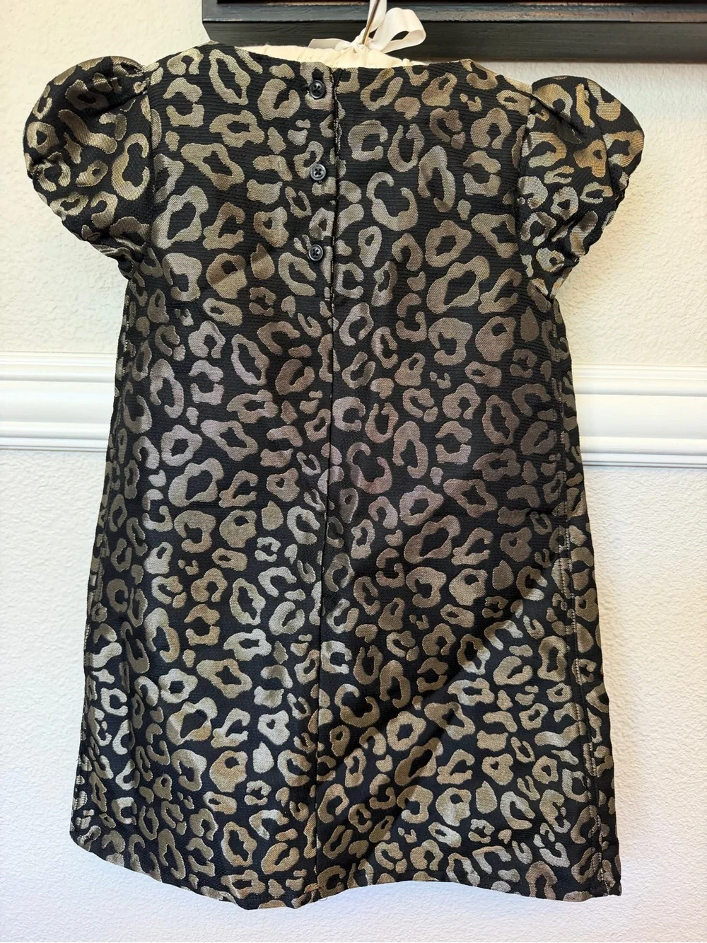 Gymboree Girls Metallic Leopard Print Party Dress - Black & Gold Tone- Size 5T